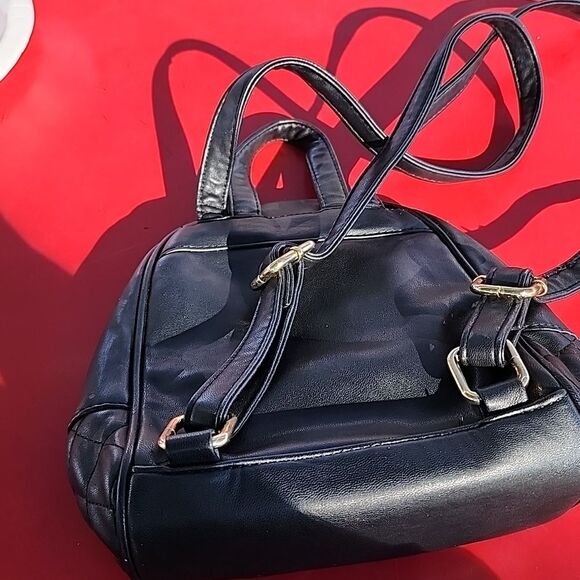 Bebe leather mini backpack black/gold w/ handle - Picture 4 of 4